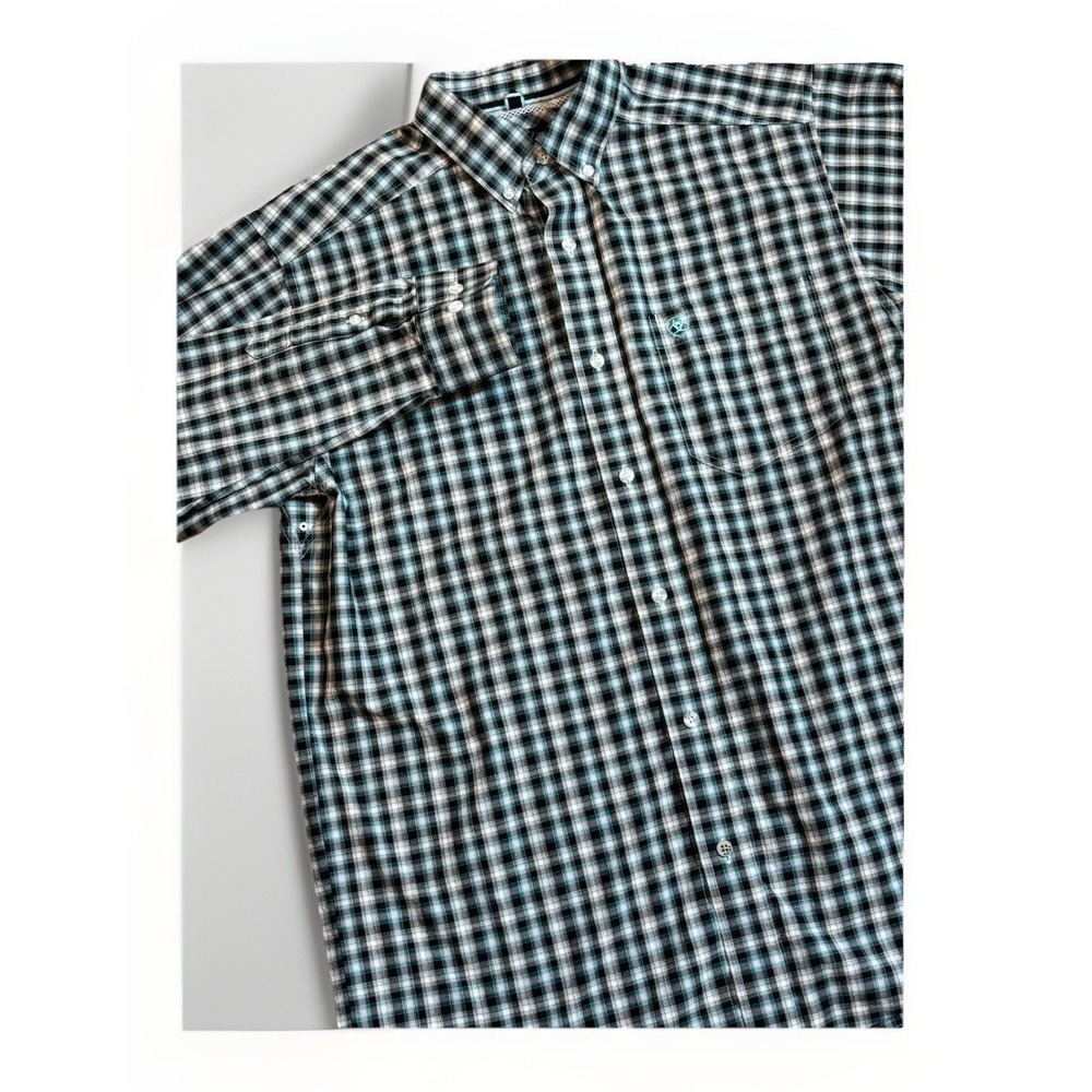 Ariat‎ Pro Series Button Down Shirt Long Sleeve Plaid Cowboy Western Wear Mens M